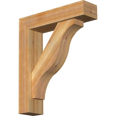 Funston Block Rough Sawn Bracket w/ Offset Brace, Western Red Cedar, 6"W x 24"D x 28"H